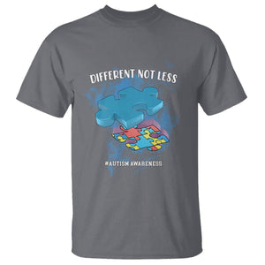 Autism Awareness T Shirt Different Not Less Support Spectrum Puzzle Piece TS02 Charcoal Printyourwear