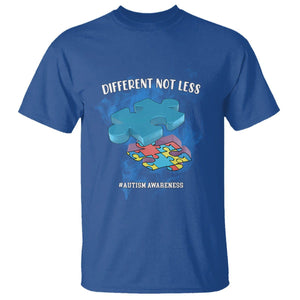 Autism Awareness T Shirt Different Not Less Support Spectrum Puzzle Piece TS02 Royal Blue Printyourwear