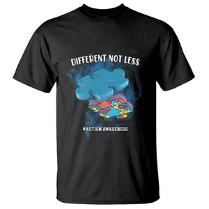 Autism Awareness T Shirt Different Not Less Support Spectrum Puzzle Piece TS02 Black Printyourwear