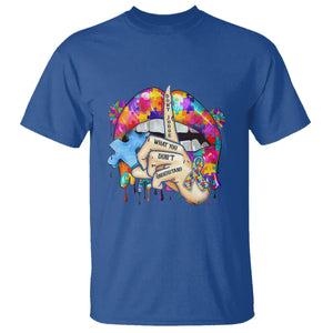 Autism Awareness T Shirt Don't Jundge What You Don't Understand Puzzle Lip TS09 Royal Blue Printyourwear