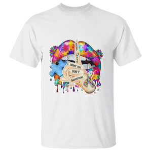 Autism Awareness T Shirt Don't Jundge What You Don't Understand Puzzle Lip TS09 White Printyourwear