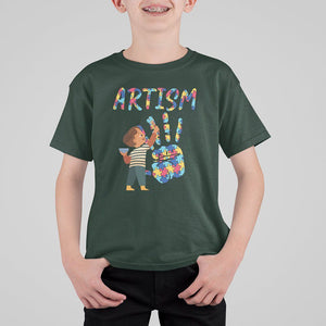 Autism Awareness T Shirt For Kid Artism Puzzle Boys Men Artist Autistic TS09 Dark Forest Green Printyourwear