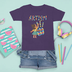 Autism Awareness T Shirt For Kid Artism Puzzle Girls Women Artist Autistic TS09 Purple Printyourwear