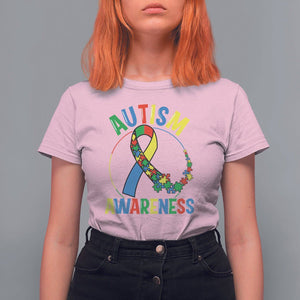 Autism Awareness T Shirt For Women Spectrum Ribbon TS01 Light Pink Printyourwear