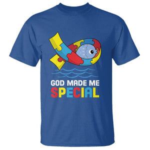 Autism Awareness T Shirt God Made Me Special Cute Fish Puzzle Ribbon TS09 Royal Blue Printyourwear