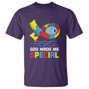 Autism Awareness T Shirt God Made Me Special Cute Fish Puzzle Ribbon TS09 Purple Printyourwear