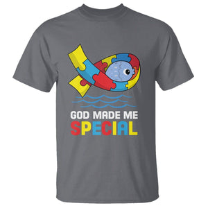 Autism Awareness T Shirt God Made Me Special Cute Fish Puzzle Ribbon TS09 Charcoal Printyourwear