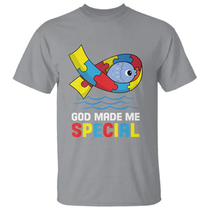 Autism Awareness T Shirt God Made Me Special Cute Fish Puzzle Ribbon TS09 Sport Gray Printyourwear