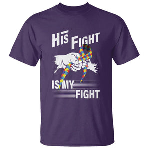 Autism Awareness T Shirt His Fight Is My Fight Dad Grandpa Support TS09 Purple Printyourwear