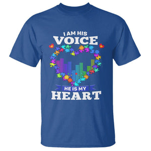 Autism Awareness T Shirt I Am His Voice He Is My Heart Mom Dad Parents Support TS09 Royal Blue Printyourwear