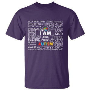 Autism Awareness T Shirt I Am More Than Autism Brilliant Strong Unique Brave Happy Creative TS09 Purple Printyourwear