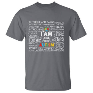 Autism Awareness T Shirt I Am More Than Autism Brilliant Strong Unique Brave Happy Creative TS09 Charcoal Printyourwear