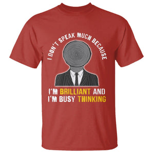 Autism Awareness T Shirt I Don't Speak Much Because I'm Brilliant And I'm Busy Thinking Autistic Aesthetic Maze Man TS09 Red Printyourwear