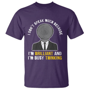 Autism Awareness T Shirt I Don't Speak Much Because I'm Brilliant And I'm Busy Thinking Autistic Aesthetic Maze Man TS09 Purple Printyourwear