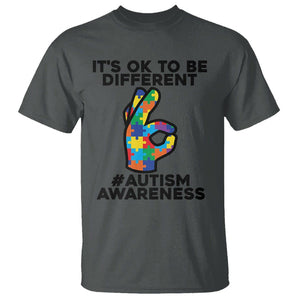 Autism Awareness T Shirt It's Ok To Be Different Acceptance Spectrum Puzzle Piece TS02 Dark Heather Printyourwear