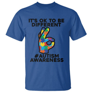 Autism Awareness T Shirt It's Ok To Be Different Acceptance Spectrum Puzzle Piece TS02 Royal Blue Printyourwear