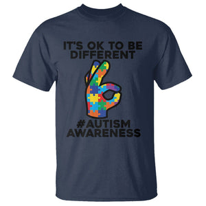 Autism Awareness T Shirt It's Ok To Be Different Acceptance Spectrum Puzzle Piece TS02 Navy Printyourwear