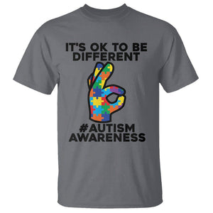 Autism Awareness T Shirt It's Ok To Be Different Acceptance Spectrum Puzzle Piece TS02 Charcoal Printyourwear