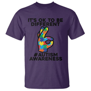 Autism Awareness T Shirt It's Ok To Be Different Acceptance Spectrum Puzzle Piece TS02 Purple Printyourwear