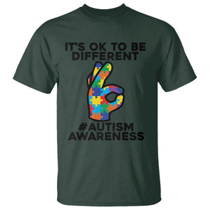 Autism Awareness T Shirt It's Ok To Be Different Acceptance Spectrum Puzzle Piece TS02 Dark Forest Green Printyourwear