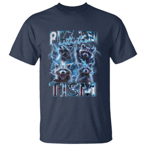 Autism Awareness T Shirt Rizz Em With The Tism Funny Meme Autistic Raccoon TS09 Navy Printyourwear