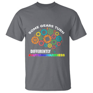 Autism Awareness T Shirt Some Gears Turn Differently Acceptance Neurodiversity Brain Gear TS02 Charcoal Printyourwear