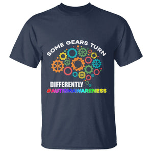 Autism Awareness T Shirt Some Gears Turn Differently Acceptance Neurodiversity Brain Gear TS02 Navy Printyourwear