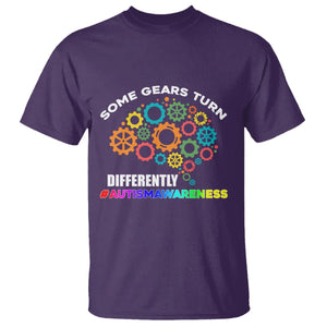 Autism Awareness T Shirt Some Gears Turn Differently Acceptance Neurodiversity Brain Gear TS02 Purple Printyourwear