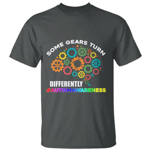 Autism Awareness T Shirt Some Gears Turn Differently Acceptance Neurodiversity Brain Gear TS02 Dark Heather Printyourwear