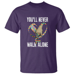 Autism Awareness T Shirt You'll Never Walk Alone Dad Support TS09 Purple Printyourwear