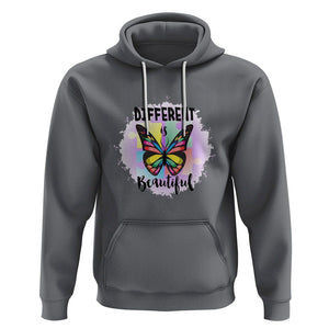 Autism Butterfly Hoodie Different Is Beautiful Autistic Spectrum Puzzle Piece TS02 Charcoal Printyourwear