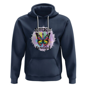 Autism Butterfly Hoodie Different Is Beautiful Autistic Spectrum Puzzle Piece TS02 Navy Printyourwear