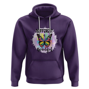 Autism Butterfly Hoodie Different Is Beautiful Autistic Spectrum Puzzle Piece TS02 Purple Printyourwear