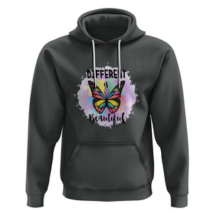 Autism Butterfly Hoodie Different Is Beautiful Autistic Spectrum Puzzle Piece TS02 Dark Heather Printyourwear