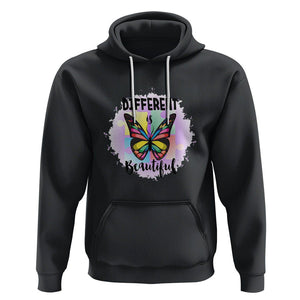 Autism Butterfly Hoodie Different Is Beautiful Autistic Spectrum Puzzle Piece TS02 Black Printyourwear