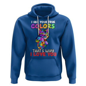 Autism Cat Hoodie I See Your True Colors Embrace Heart Autism Acceptance TS02 Royal Blue Printyourwear