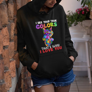 Autism Cat Hoodie I See Your True Colors Embrace Heart Autism Acceptance TS02 Printyourwear