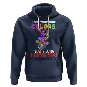 Autism Cat Hoodie I See Your True Colors Embrace Heart Autism Acceptance TS02 Navy Printyourwear