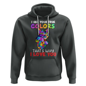 Autism Cat Hoodie I See Your True Colors Embrace Heart Autism Acceptance TS02 Dark Heather Printyourwear