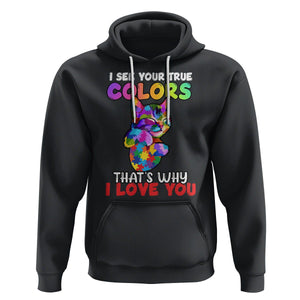 Autism Cat Hoodie I See Your True Colors Embrace Heart Autism Acceptance TS02 Black Printyourwear