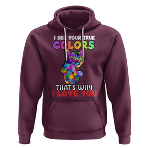 Autism Cat Hoodie I See Your True Colors Embrace Heart Autism Acceptance TS02 Maroon Printyourwear