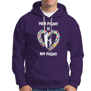 Autism Dad Hoodie Her Fight is My Fight Father And Daughter Puzzle Heart TS01 Purple Printyourwear