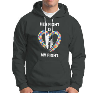 Autism Dad Hoodie Her Fight is My Fight Father And Daughter Puzzle Heart TS01 Dark Heather Printyourwear