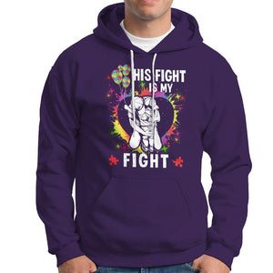 Autism Dad Hoodie His Fight is My Fight Father And Son Fighters TS01 Purple Printyourwear