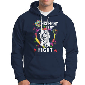 Autism Dad Hoodie His Fight is My Fight Father And Son Fighters TS01 Navy Printyourwear