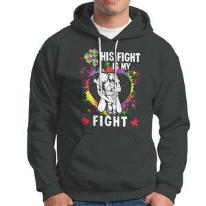 Autism Dad Hoodie His Fight is My Fight Father And Son Fighters TS01 Dark Heather Printyourwear