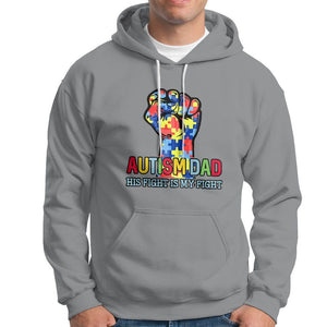 Autism Dad Hoodie His Fight is My Fight Jigsaw Puzzle Raised Fist TS01 Sport Gray Printyourwear