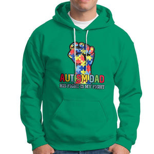 Autism Dad Hoodie His Fight is My Fight Jigsaw Puzzle Raised Fist TS01 Irish Green Printyourwear