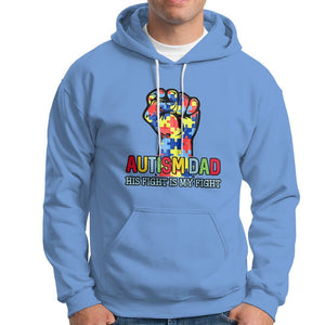 Autism Dad Hoodie His Fight is My Fight Jigsaw Puzzle Raised Fist TS01 Carolina Blue Printyourwear