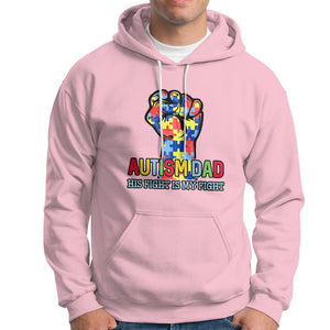 Autism Dad Hoodie His Fight is My Fight Jigsaw Puzzle Raised Fist TS01 Light Pink Printyourwear